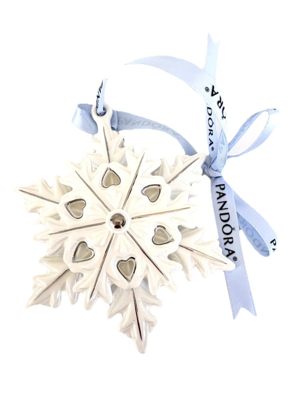 Pandora White Snowflake Holiday Ornament 2015